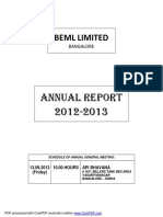 Beml Limited: Annual Report 2012-2013