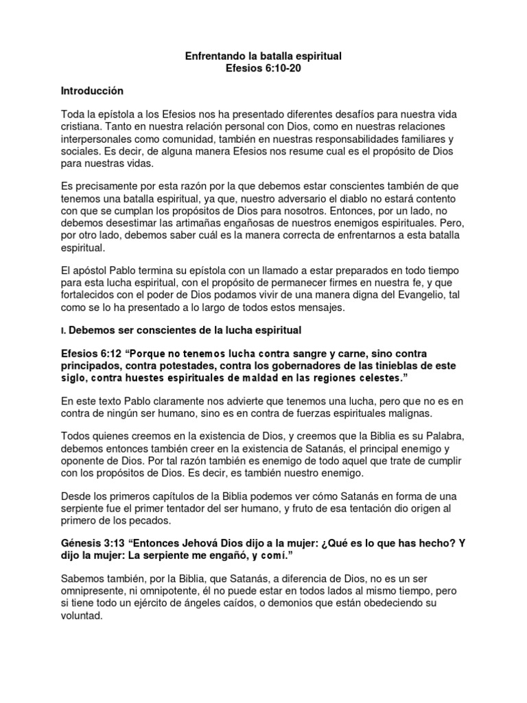 Batalla Espiritual y Armadura de Dios | PDF | Satán | Demonios