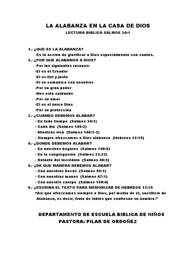 Alabanza en la Casa de Dios | PDF | Salmos | Comportamiento religioso y ...