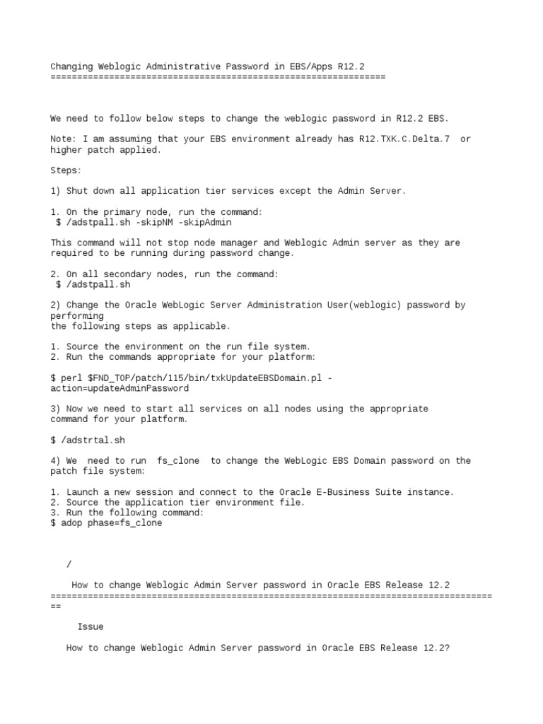How To Change Weblogic Admin Server Password | PDF | Application ...