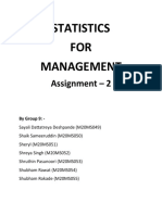 Statistics FOR Management: Assignment - 2