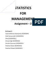 Statistics FOR Management: Assignment - 2