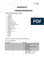 Assignment 1 Android App Development: List Down Versions of Operating System in Android