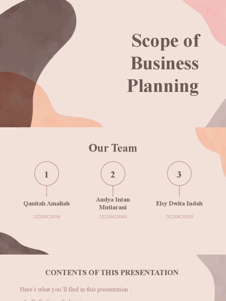 Scope Business Plans PDF Goal Strategic Planning