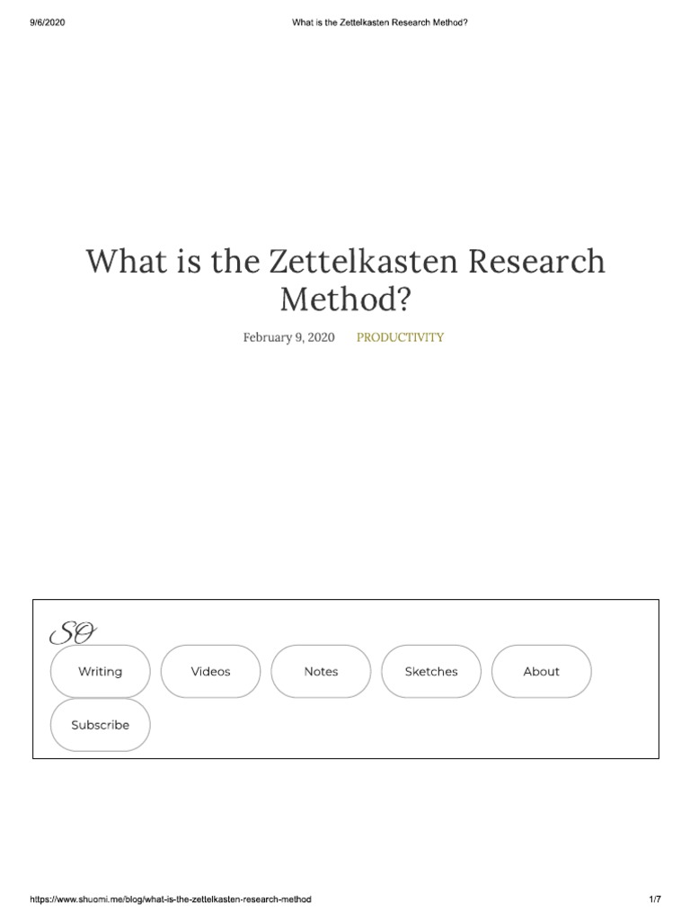 What Is The Zettelkasten Research Method PDF