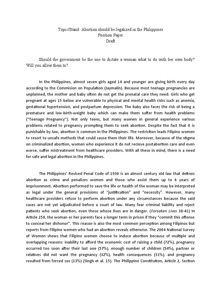 Legalizing Abortion in the Philippines | PDF | Abortion | Unintended ...