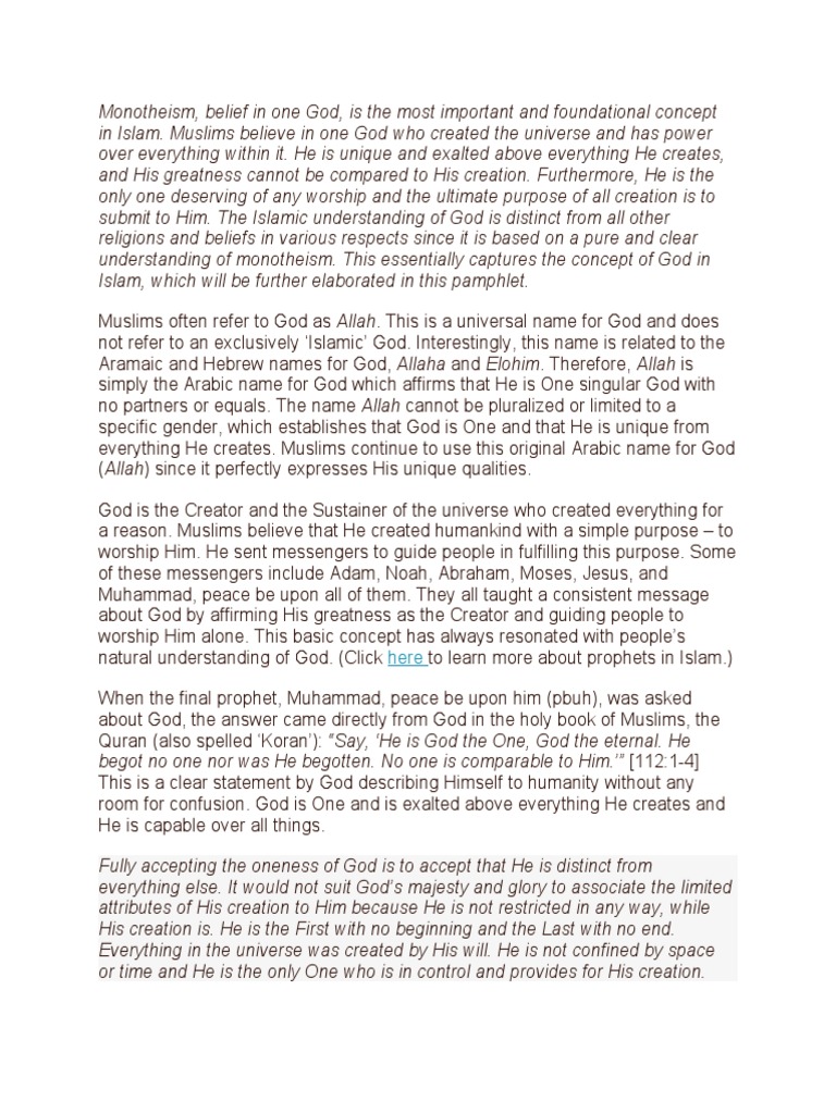 God (Allah) in Islam | PDF | Prophets And Messengers In Islam | God In ...
