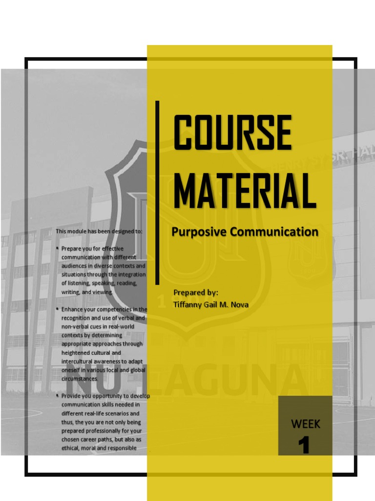 Purposive Communication Course Module | PDF | Nonverbal Communication ...