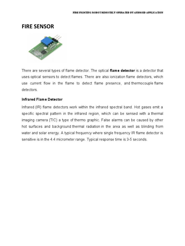 Fire Sensor: Infrared Flame Detector | PDF