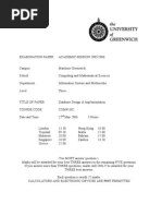 Database Design and Implementation Exam June 2006 - UK University BSC Final Year