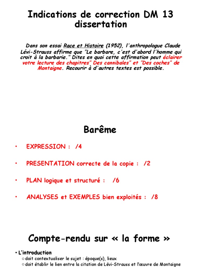 Correction DM : Dissertation sur Montaigne | PDF | Essais (Montaigne ...