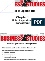 Topic 1: Operations: Role of Operations Management
