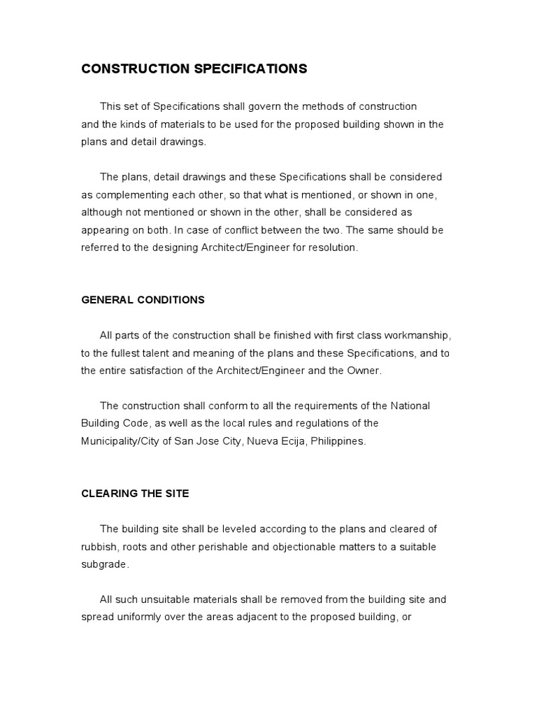 Residential Building Construction Specs | PDF | Home & Garden | Art