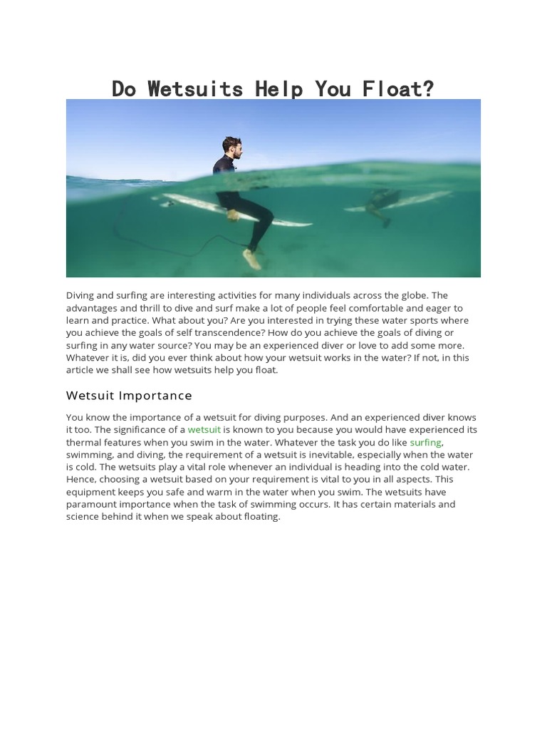 Do Wetsuits Help You Float PDF Buoyancy Scuba Diving