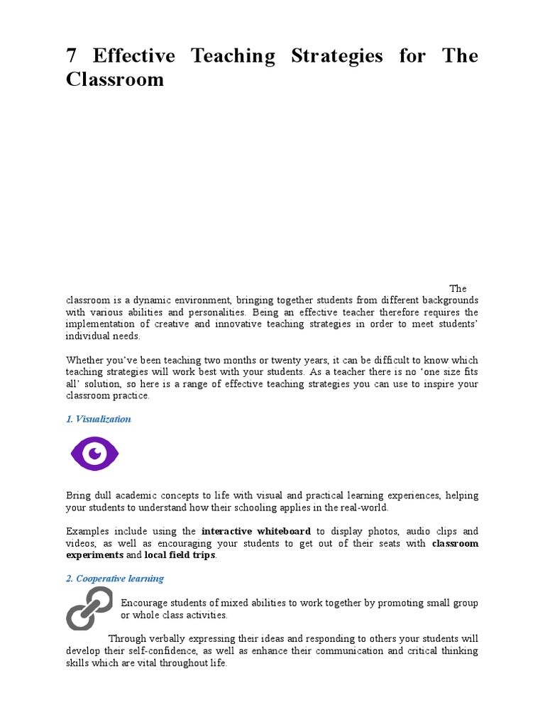 7 Effective Classroom Teaching Strategies | PDF | Differentiated ...