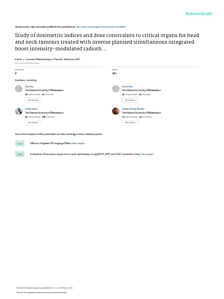 Study of Dosimetric Indices and Dose Constraints To Critical Organs For ...