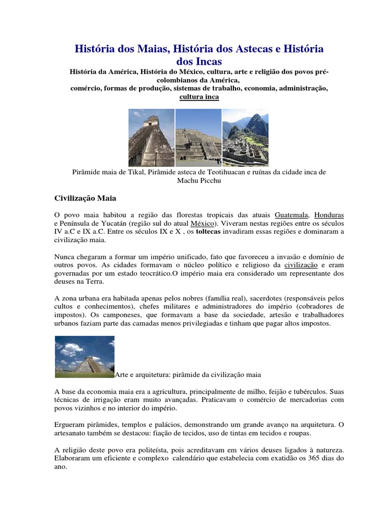 Religio - Religio Dos Maias - Incas - Aztecas-Fontes Diversas | PDF |  Império Inca | Religião e crença, image size:768x1024