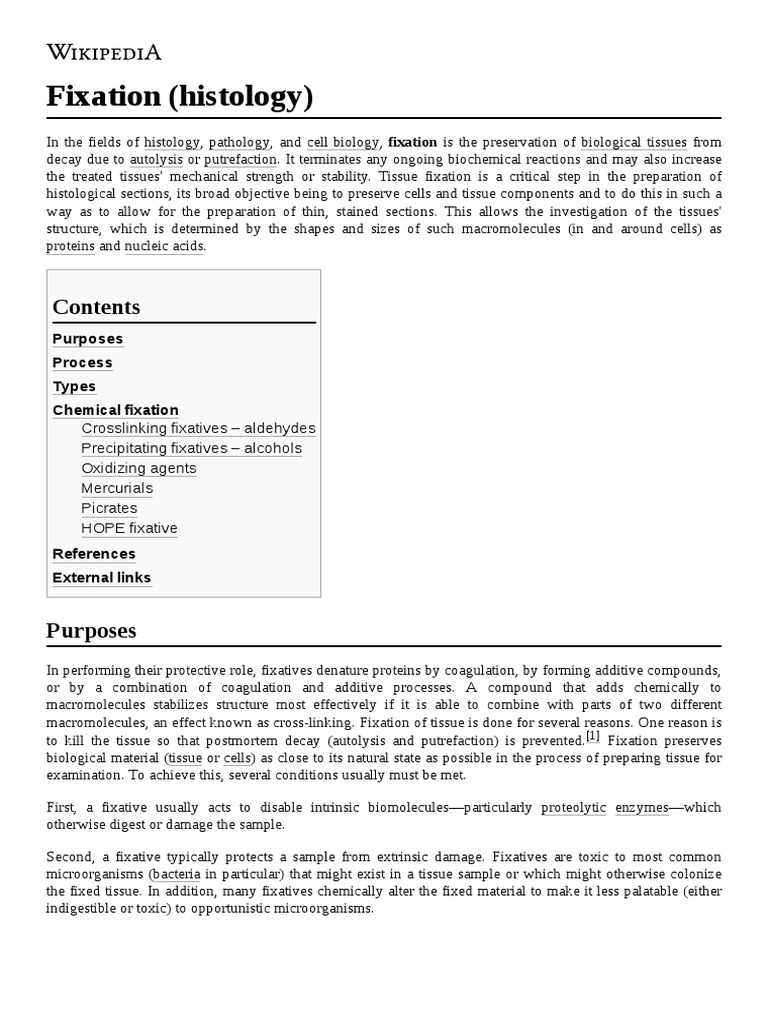Fixation (Histology) PDF Fixation (Histology) Microscopy