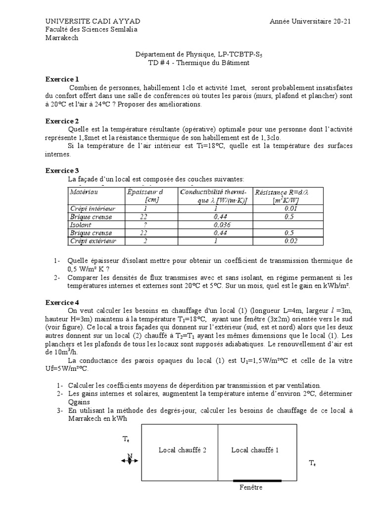 TD4 BTP +solution | PDF | Température | Transfert thermique