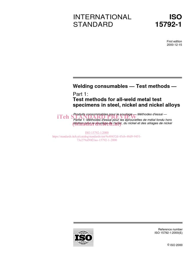 ISO-15792-1-2000. Test Vật Liệu Hàn | PDF | International Organization ...