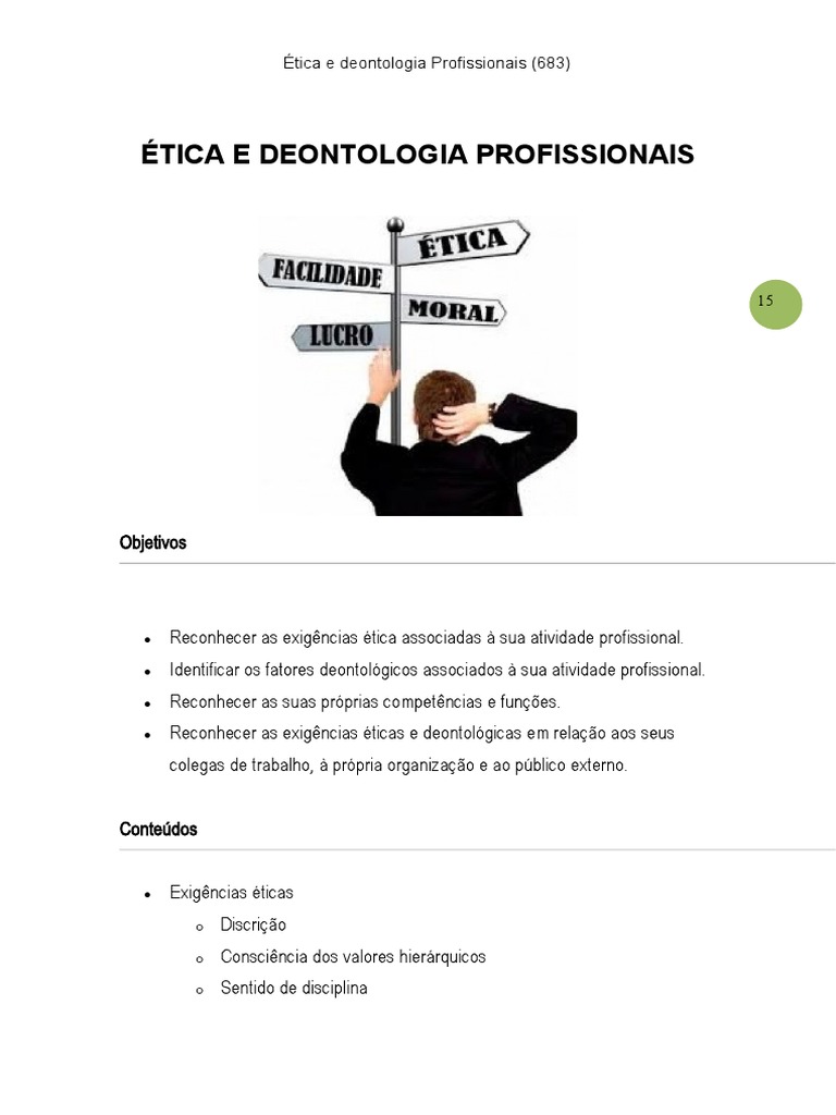Ética e Deontologia Profissionais | PDF | Tomada de decisões | Natureza ...