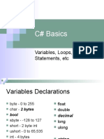 C# Basics: Variables, Loops, Decision Statements, Etc