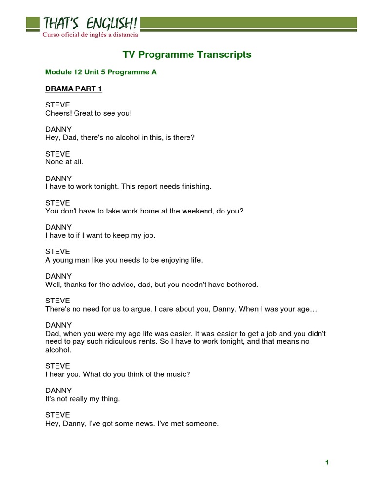 TV Programme Transcripts: Module 12 Unit 5 Programme A | PDF | Cooking ...