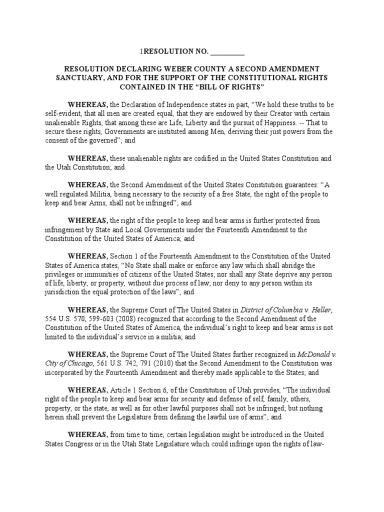 G4 Second Amendment Sanctuary Resolution | PDF | Right To Keep And 