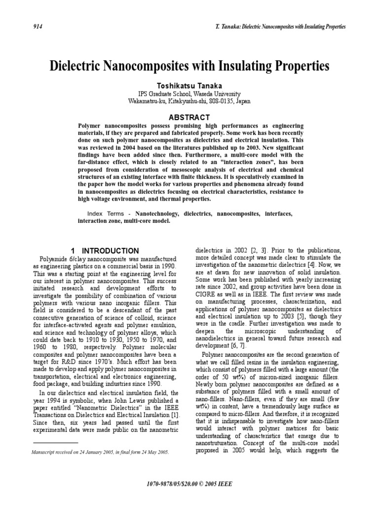 Dielectric Nanocomposites With Insulating Properties | PDF ...