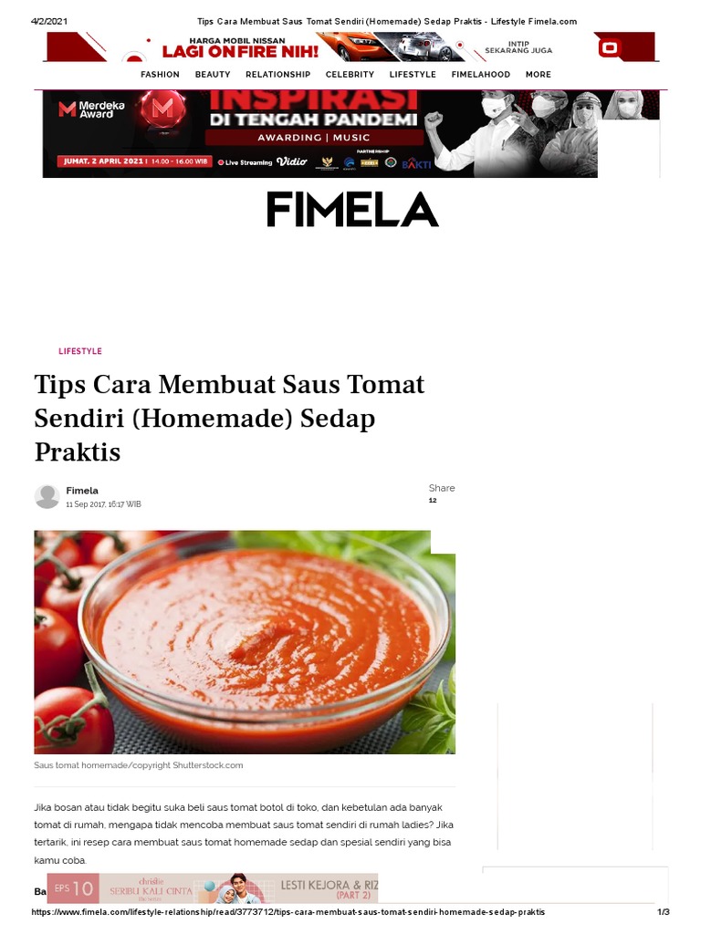 Tips Cara Membuat Saus Tomat Sendiri (Homemade) Sedap Praktis