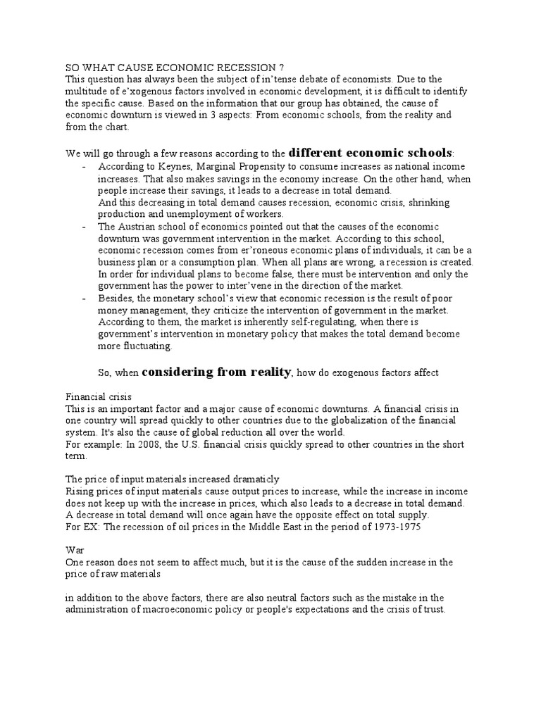 So What Cause Economic Recession | PDF | Recession | Macroeconomics