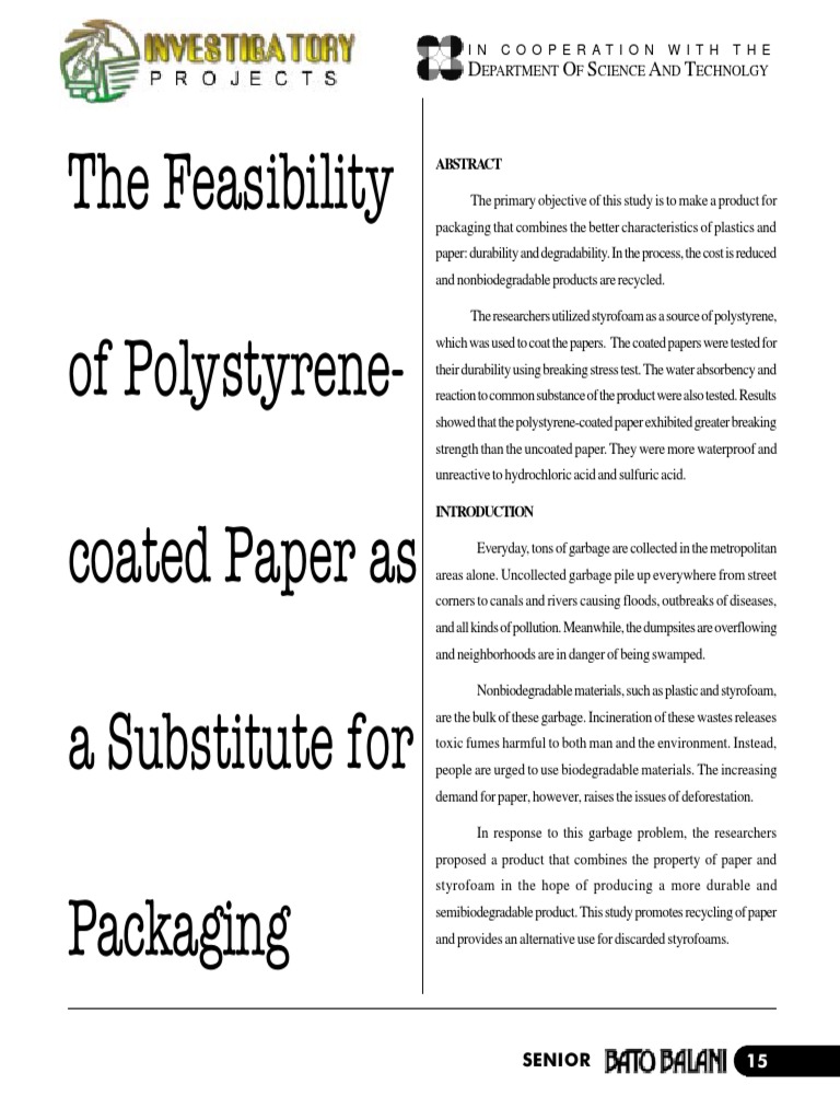 Polystyrene-coated paper feasibility for sustainable packaging | PDF ...