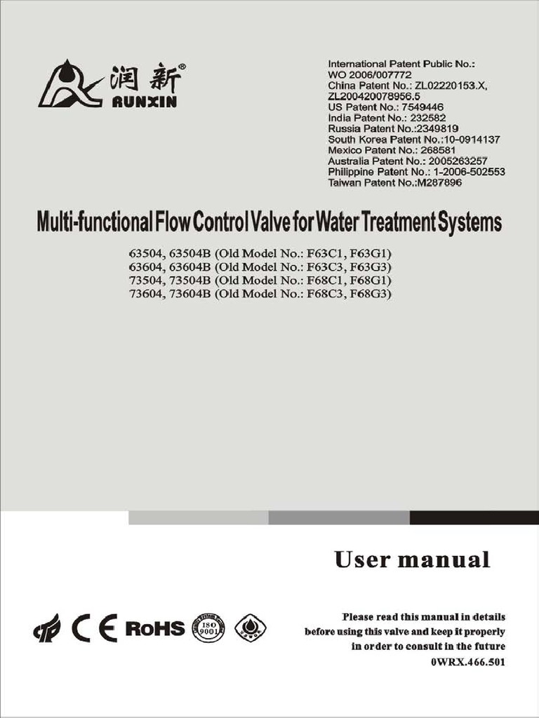 Manual De Usuario Cabezal RUNXIN F63C1 - F63C3 | PDF