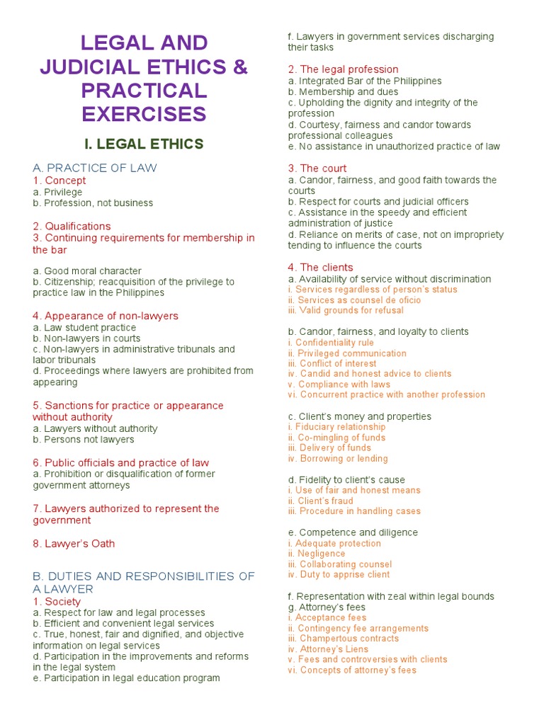 Legal and Judicial Ethics Syllabus 2021 PDF Practice Of Law Lawyer