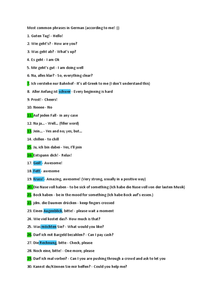 German Phrases PDF | PDF