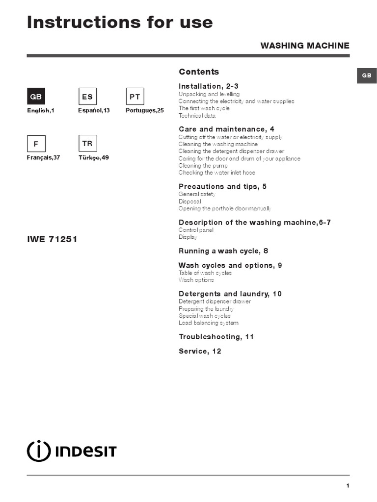 Instructions For Use Washing Machine PDF Ac Power Plugs And