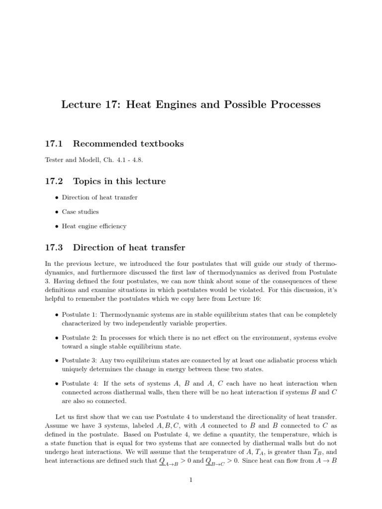 Heat Engines and Thermodynamic Processes | PDF | Heat | Thermodynamic ...