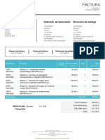 Factura: Dirección de Facturación Dirección de Entrega