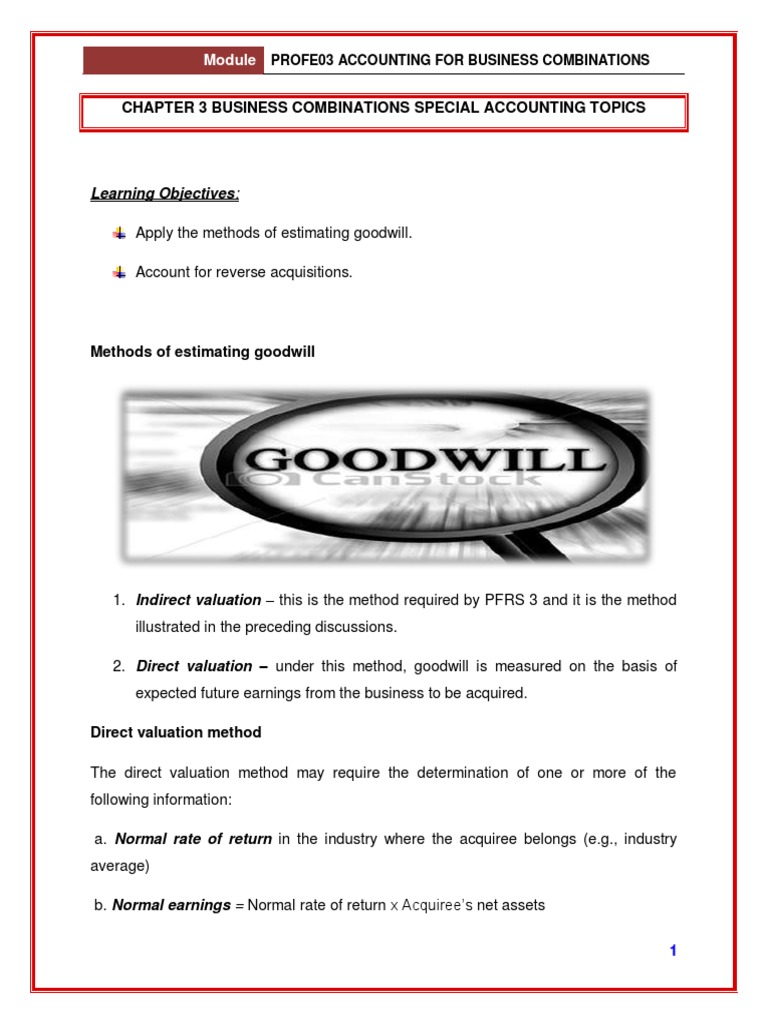 Goodwill Estimation in Business Combinations | PDF | Mergers And ...