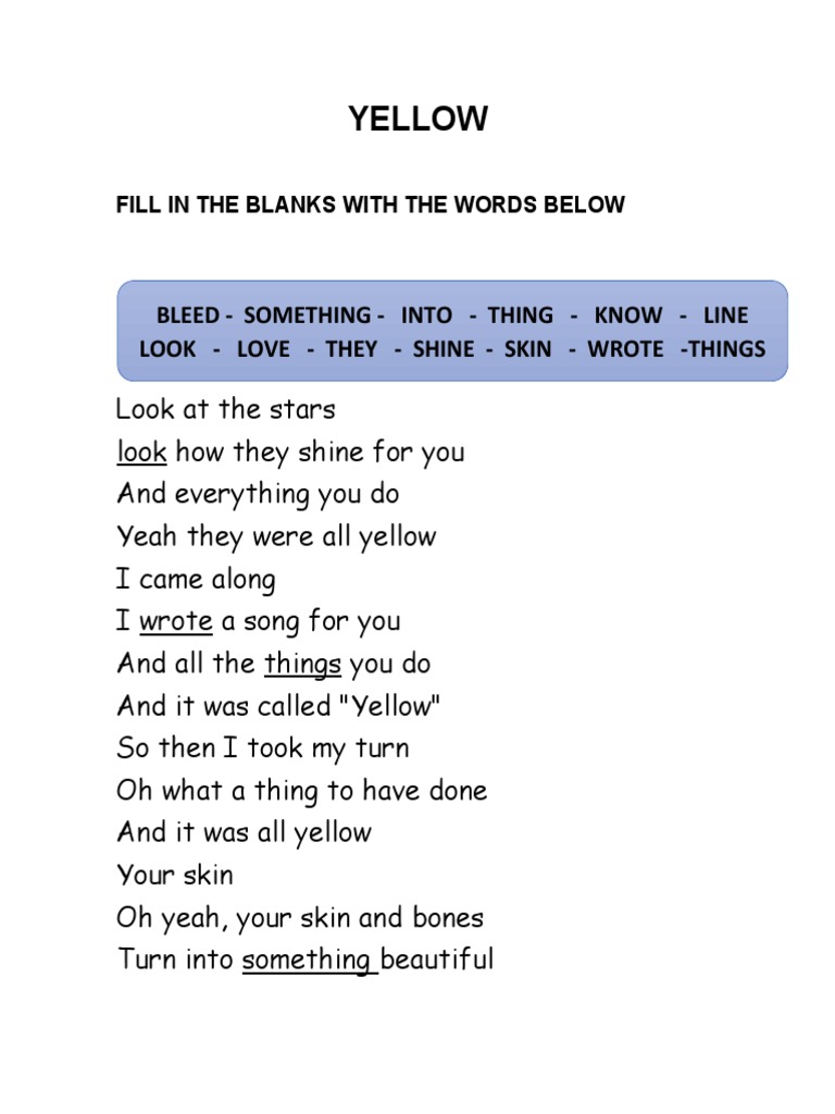 Yellow Coldplay | PDF | Poetry