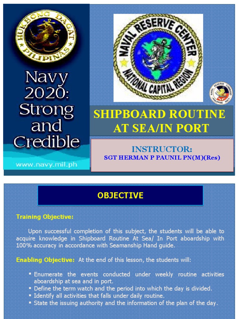 Shipboard Routine at Sea/In Port | PDF | Ships | Water Transport