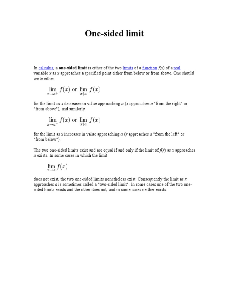 Understanding One-Sided Limits | PDF | Computer Standards | Computer ...