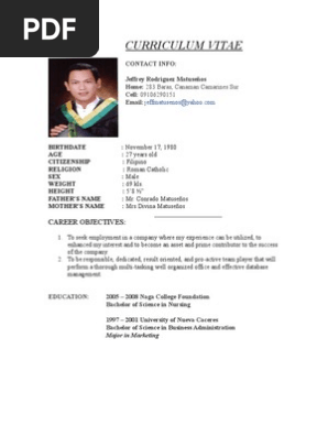 curriculum vitae jeff