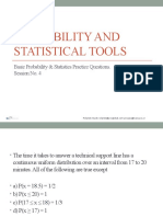 Probability and Statistical Tools: Basic Probability & Statistics Practice Questions. Session No. 4