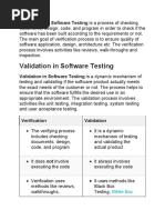 Verification in Software Testing Is A Process of Checking