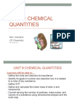Unit 9: Chemical Quantities: Mrs. Howland CP Chemistry