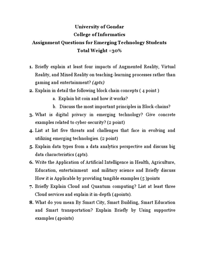 emerging technology assignment pdf