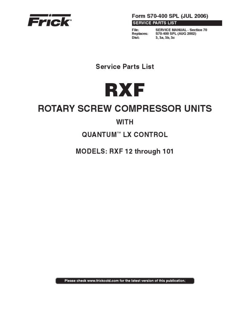 ASAC001 Frick RXFCompressor Parts | PDF | Valve | Pump