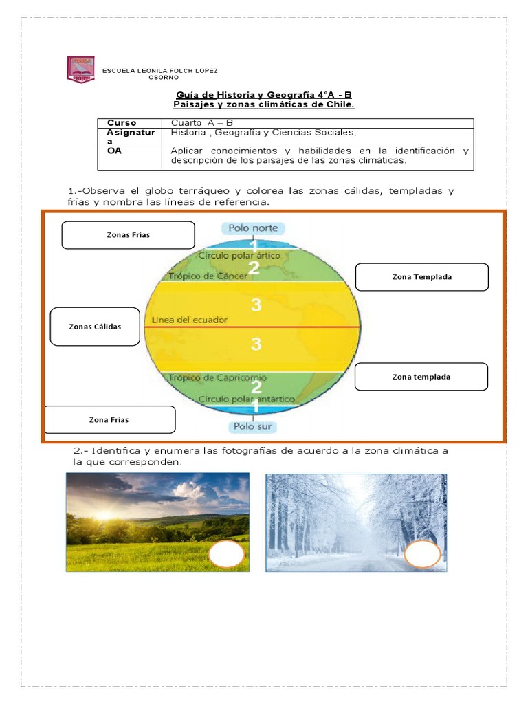 Zonas Climáticas de Chile para Niños | PDF