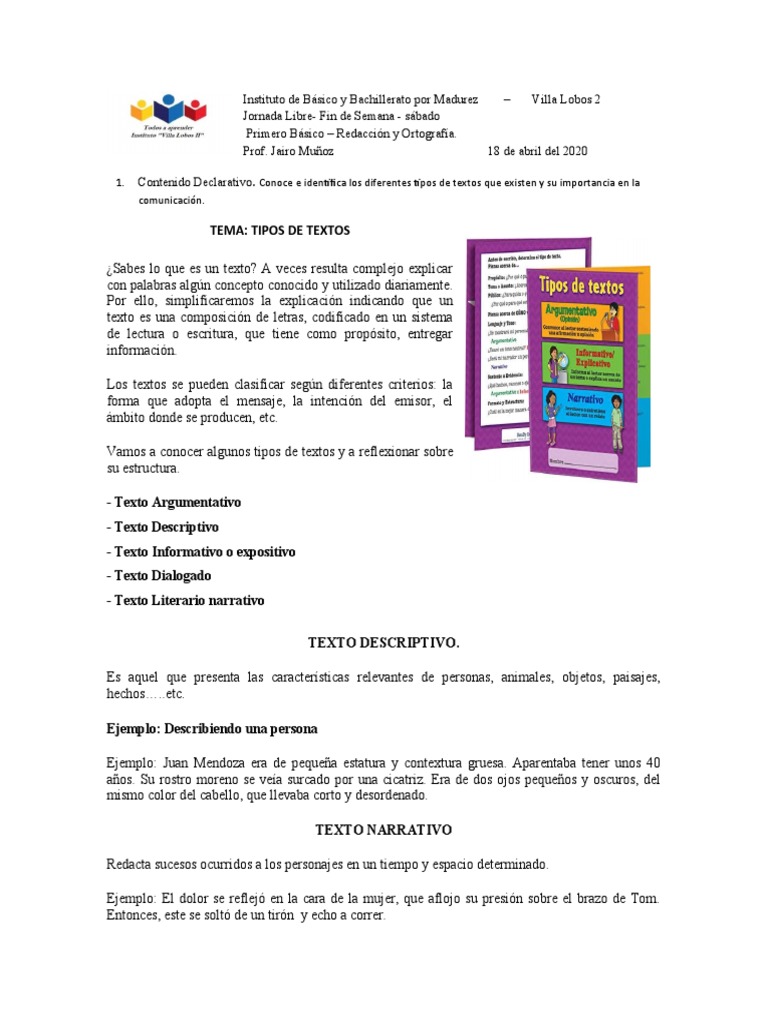 Tipos de Textos y Actividades de Redacción | PDF | Science | Ciencia y ...
